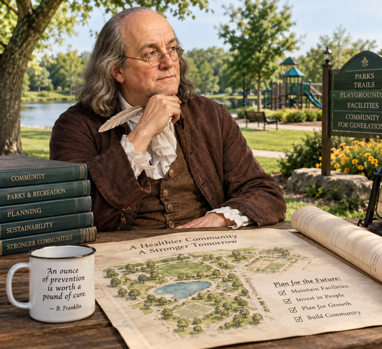 Ben franklin in the park